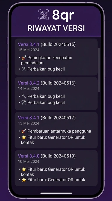 Riwayat Versi 8qr untuk Pengguna Android