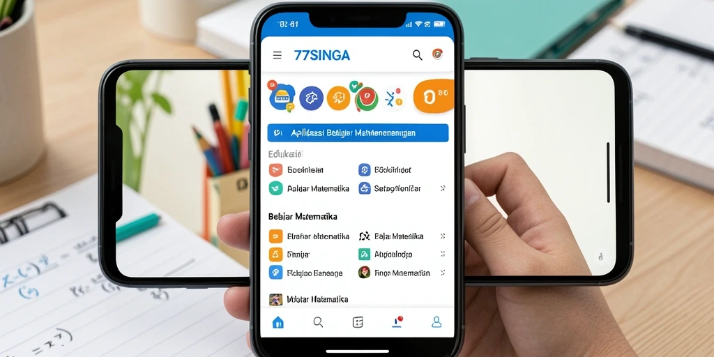 Tampilan antarmuka aplikasi 77SINGA yang interaktif untuk Belajar Matematika.