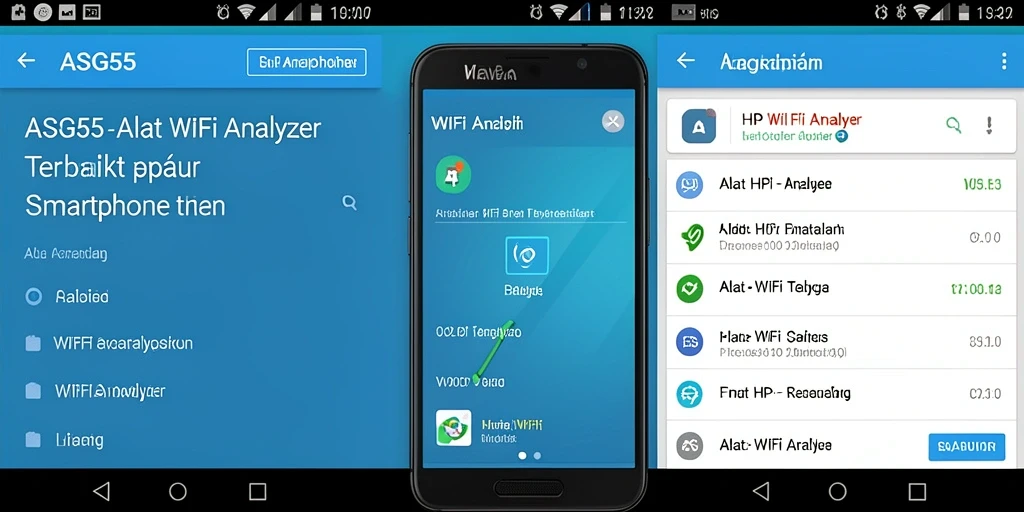 Tampilan antarmuka dari aplikasi WiFi Analyzer ASG55 yang informatif.