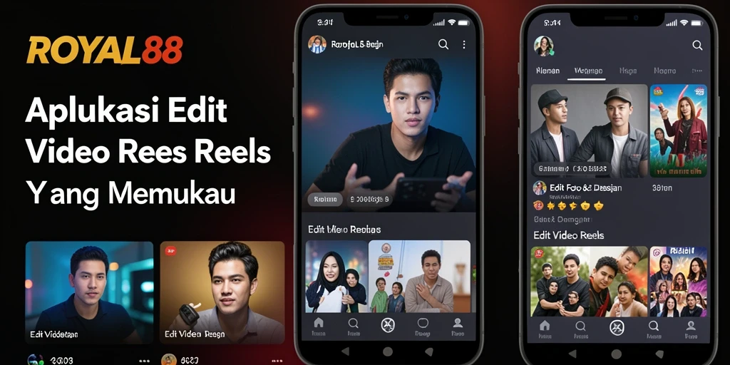 Tampilan antarmuka aplikasi ROYAL88 yang intuitif untuk edit video reels.
