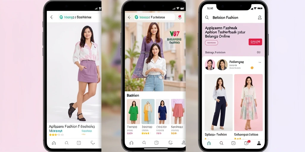 Tampilan antarmuka V87 yang modern dan menarik untuk belanja fashion.