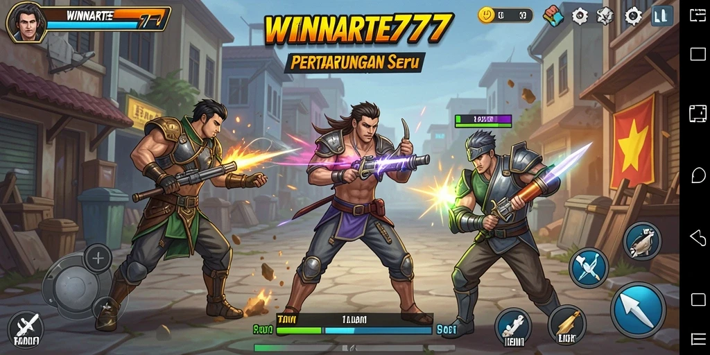 Antarmuka menarik dan seru dari game Tempur 1 Lawan 1.